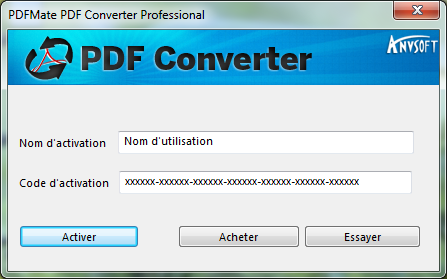 PDFMate PDF Converter Pro. Activer